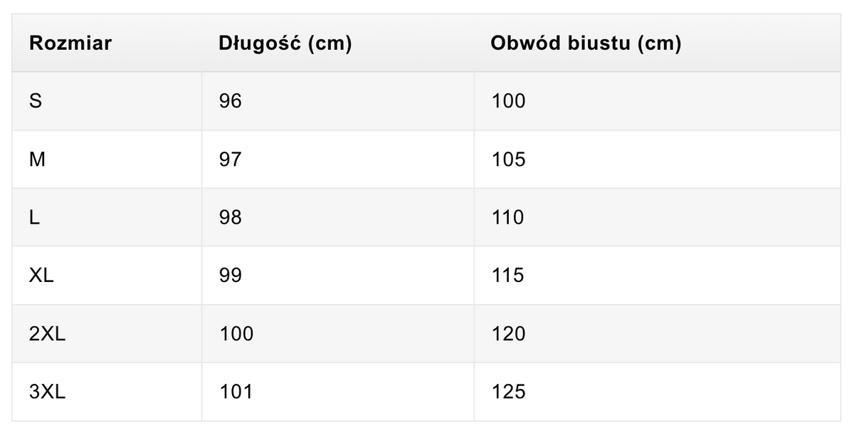 Tabela rozmiarów