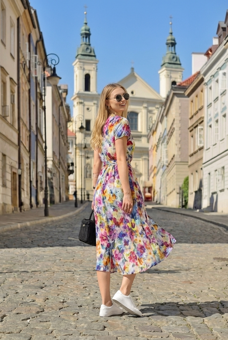 Elegancka sukienka Natalia – kolorowa łąka