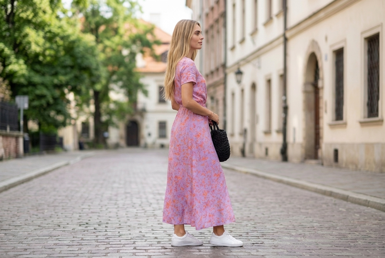 Elegancka sukienka Natalia – pastelowe kwiaty