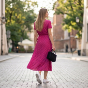 Elegancka sukienka Natalia – malinowe kropki