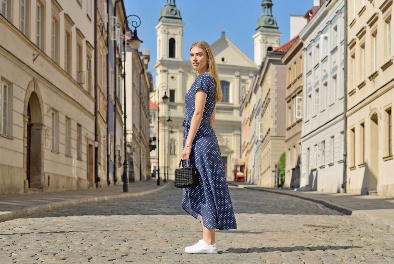Elegancka sukienka Natalia – retro kropki