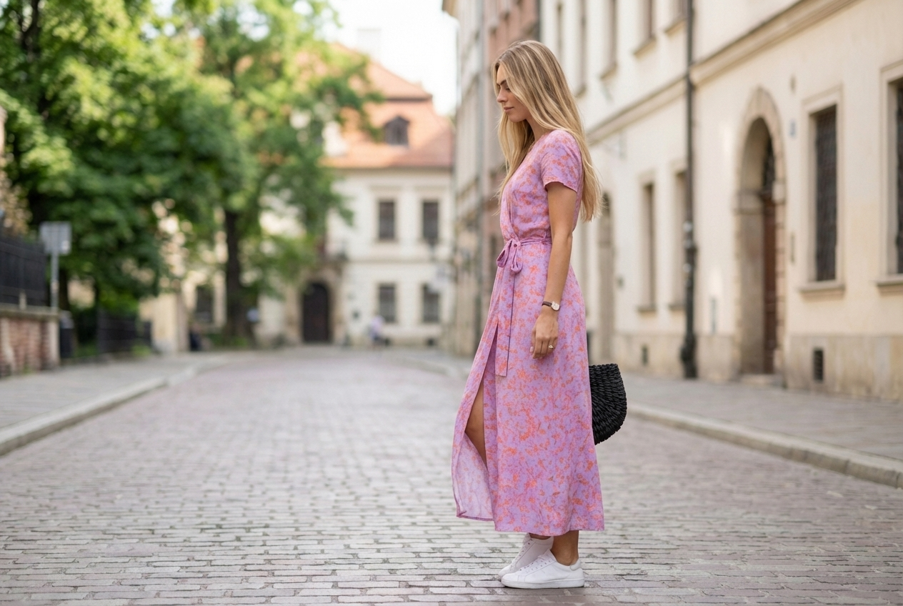 Elegancka sukienka Natalia – pastelowe kwiaty