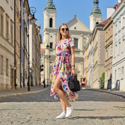 Elegancka sukienka Natalia – kolorowa łąka