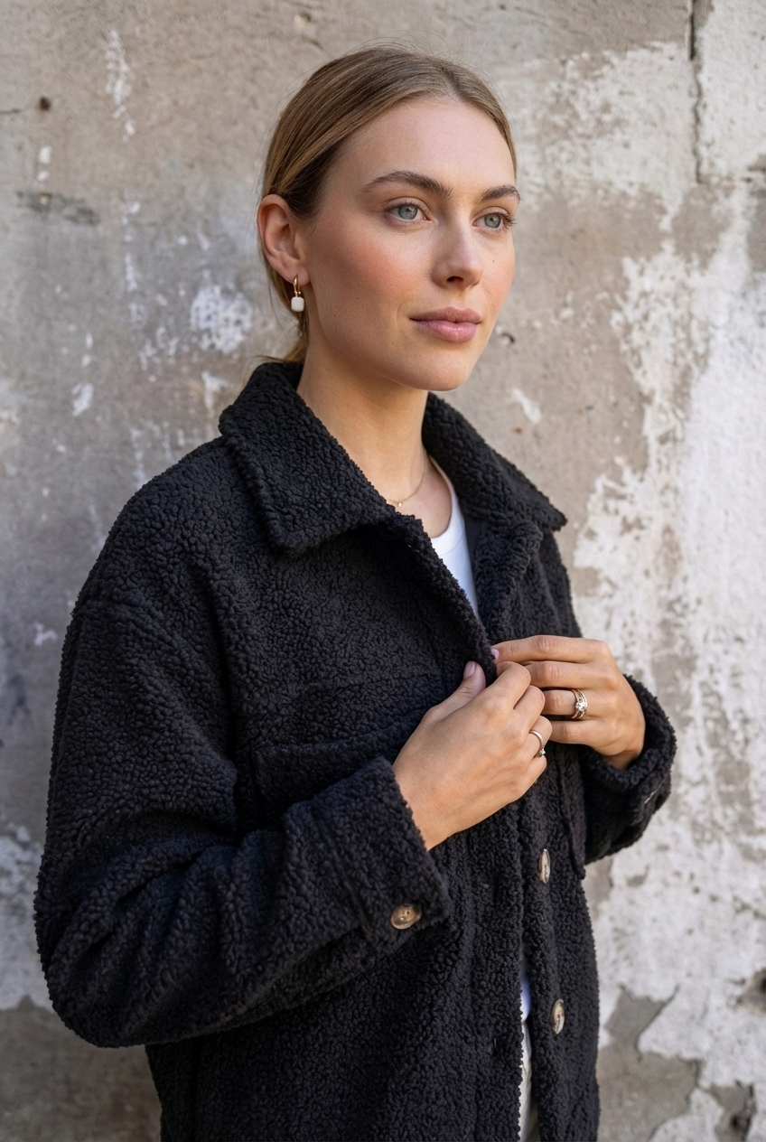 Zofia | Stylowa Ciepła Kurtka – Czarna
