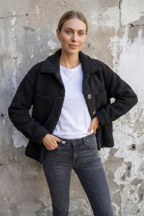 Zofia | Stylowa Ciepła Kurtka – Czarna